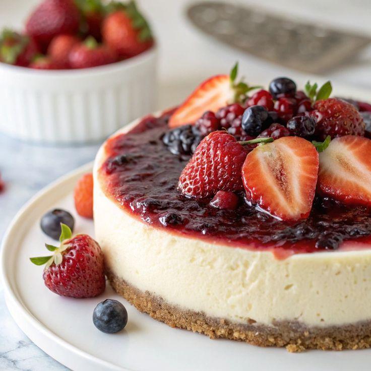 Cách làm cheesecake Dâu Tây - Việt Quất Không Cần Lò Nướng